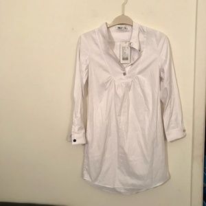 LNK Landscape White Dress Button Back Closure